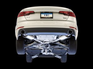 Audi A4 Performance Exhaust - Rear - AWE Tuning - Cat-Back Touring Dual Outlet - Chrome Silver - `17-`27